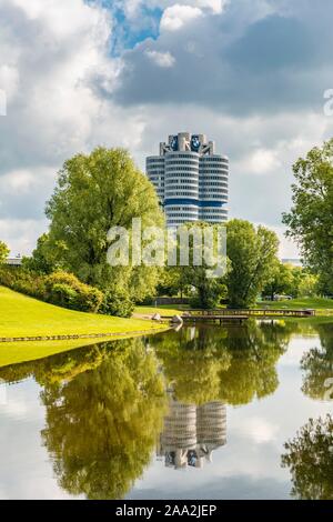 BMW four-cylinder, Olympic site, Munich, Upper Bavaria, Bavaria, Germany Stock Photo