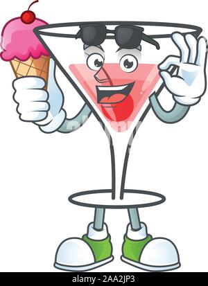 Character a with ice cream in the cartoon cocktail Stock Vector