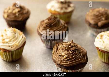 Sweet homemade chocolate and lemon cupcakes Stock Photo