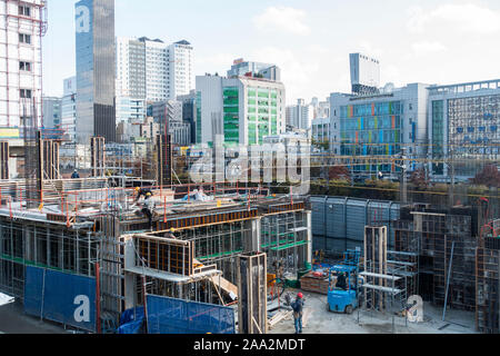 Seoul South Korea contruction workers Stock Photo