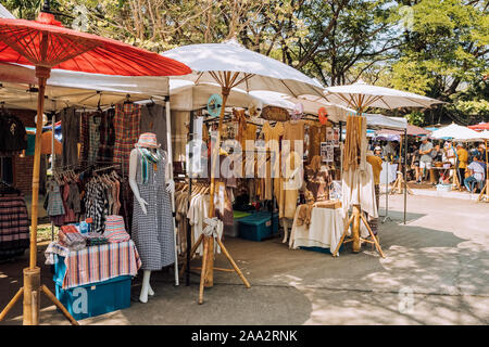 Fancy modern designers clothes market in Chiang Mai, Northern Thailand Stock Photo