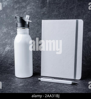 white luxury stationary template for branding in dark grey background Stock Photo