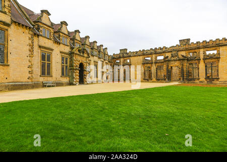 The Riding House range and the derelict Terrace Range at Bolsover Castle, Derbyshire, England, UK Stock Photo