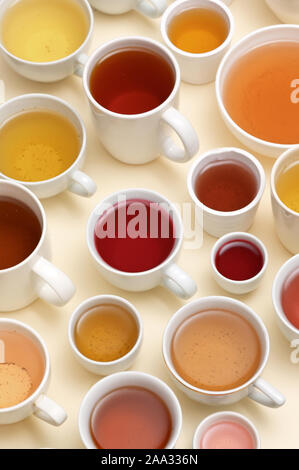 Cups With Different Types Of Tea Stock Photo