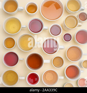Cups With Different Types Of Tea Stock Photo