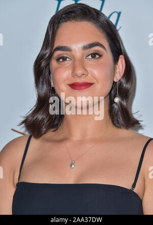 HOLLYWOOD, LOS ANGELES, CALIFORNIA, USA - NOVEMBER 18: Geraldine Viswanathan arrives at the AFI FEST 2019 - Screening Of Apple TV+'s 'Hala' held at the TCL Chinese 6 Theatres on November 18, 2019 in Hollywood, Los Angeles, California, United States. (Photo by Image Press Agency) Stock Photo