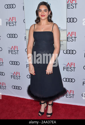 HOLLYWOOD, LOS ANGELES, CALIFORNIA, USA - NOVEMBER 18: Geraldine Viswanathan arrives at the AFI FEST 2019 - Screening Of Apple TV+'s 'Hala' held at the TCL Chinese 6 Theatres on November 18, 2019 in Hollywood, Los Angeles, California, United States. (Photo by Image Press Agency) Stock Photo