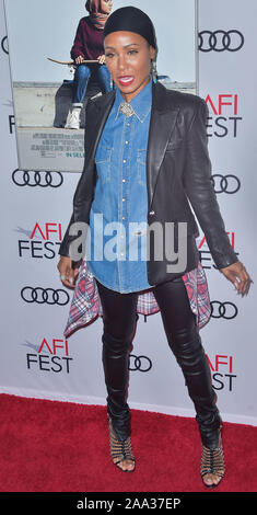 HOLLYWOOD, LOS ANGELES, CALIFORNIA, USA - NOVEMBER 18: Actress Jada Pinkett Smith arrives at the AFI FEST 2019 - Screening Of Apple TV+'s 'Hala' held at the TCL Chinese 6 Theatres on November 18, 2019 in Hollywood, Los Angeles, California, United States. (Photo by Image Press Agency) Stock Photo