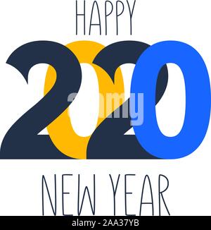 Happy new year 2020 Text Design vector. Isolated on white background Stock Vector