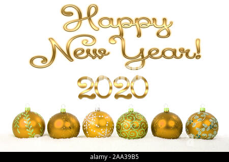 Golden 2020 new year congratulation card Stock Photo