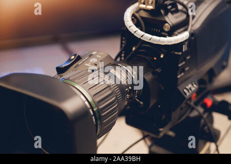 Close-up of a Television Camera Lens. Stock Photo
