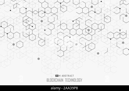 Abstract blockchain technology design of hexagonal style background. Use for poster, ad, artwork, template design, template. illustration vector eps10 Stock Vector