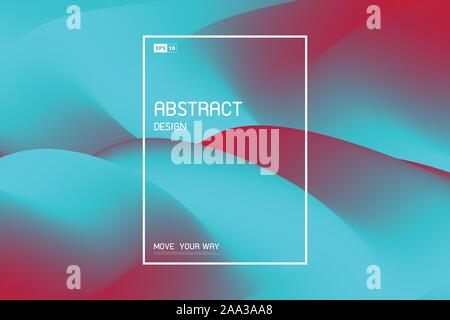 Abstract fluid mesh design of bright blue and red decoration cover background. Use for poster, artwork, template design, ad. illustration vector eps10 Stock Vector