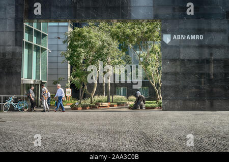 Amsterdam, Gustav Mahlerplein, The Netherlands, 08/23/2019, ABN AMRO bank, Zuidas in amsterdam, Modern office buildings in Amsterdam, financial and bu Stock Photo