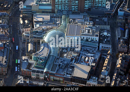 aerial view of Leeds Trinity shopping centre in Leeds, West Yorkshire Stock Photo