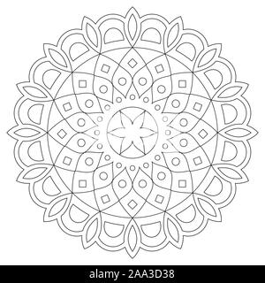 Mandala vector design, bohemian zen stroke pattern , Asian ethnic design in black and white perfect for adults coloring book Stock Vector