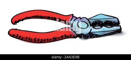 Watercolor and ink styled pliers Stock Vector
