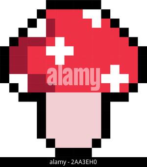 fungus 8 bits pixelated style icon Stock Vector