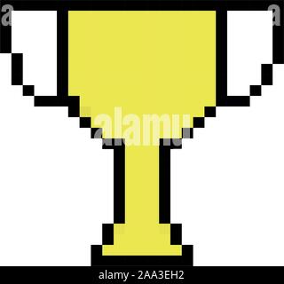 trophy cup 8 bits pixelated style icon Stock Vector