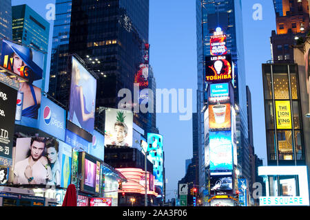 New York City, NY, United States - Advertising billboards at Times Square. Stock Photo