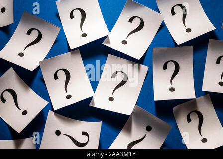 Background pattern of printed question marks Stock Photo