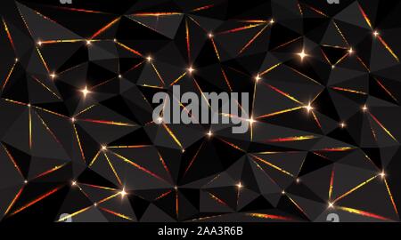 Low poly black dark-grey abstract background, polygonal shapes background triangles mosaic, for web and print, dark crystals backdrop with purple blue Stock Vector