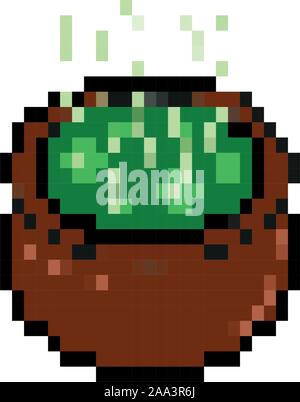 cauldron 8 bits pixelated style icon Stock Vector