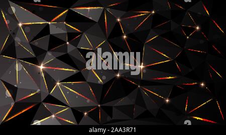 Low poly black dark-grey abstract background, polygonal shapes background triangles mosaic, for web and print, dark crystals backdrop with purple blue Stock Vector