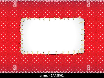Polka dot frame with stitched patch Stock Vector