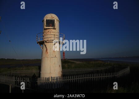 Lighthouse, Thorngumbald Clough low light Stock Photo