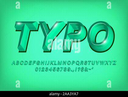 Green 3d Alphabet typeface text effect title Stock Vector