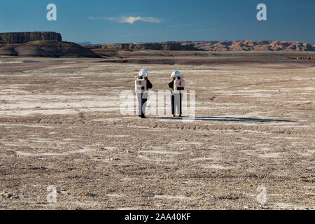 Hanksville, Utah - Researchers simulate living on Mars at the Mars Desert Research Station. Stock Photo