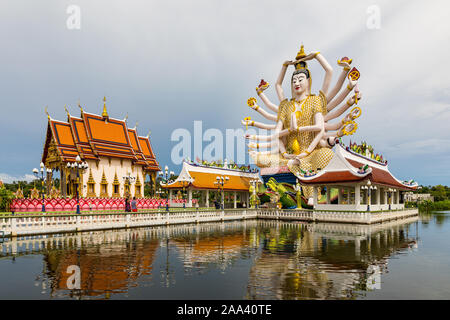 Wat Plai Laem Budhist temple and 18 hands Guanyin or Guan Yin statue on Koh Samui. Thailand Stock Photo