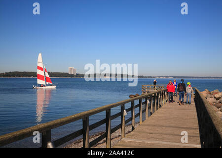 Katamaran sailing in Niendorf / Baltic Sea,  Timmendorfer Strand, Schleswig-Holstein, Germany Stock Photo