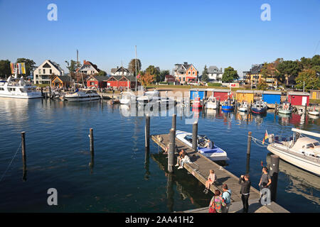 View across the harbour of Niendorf / Baltic Sea, Timmendorfer Strand, Schleswig-Holstein, Germany Stock Photo