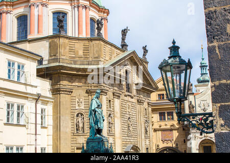 Monument to Charles IV in Prague. Statue of Charles IV in Prague. Architecture of Prague old town Stock Photo