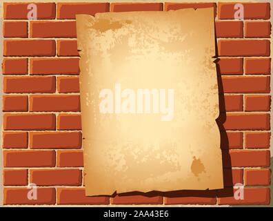 Aged poster on the wall Stock Vector