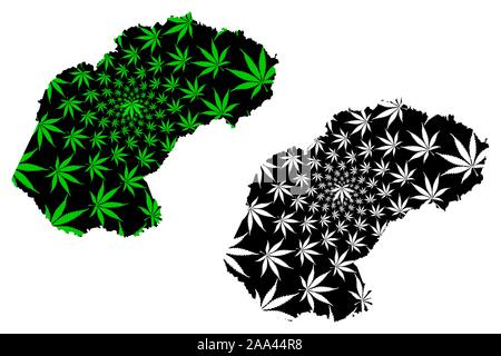 Free State Province (Republic of South Africa, Administrative divisions, RSA) map is designed cannabis leaf green and black, Orange Free State map mad Stock Vector