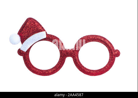 Funny glasses red New Year's glasses isolated on white, decorative element, clipart Stock Photo