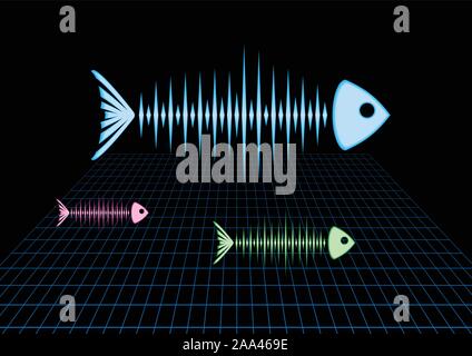 Sonar fishes Stock Vector