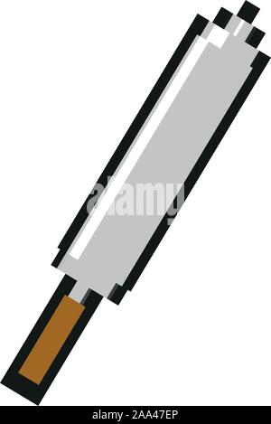 sword 8 bits pixelated style icon Stock Vector