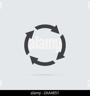 Circular arrows icon in flat style isolated on grey background. For your design, logo. Vector illustration. Stock Vector
