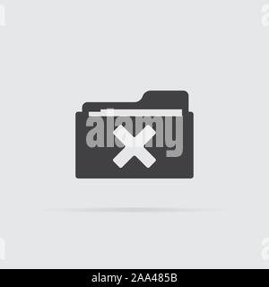 Delete folder icon in flat style isolated on grey background. For your design, logo. Vector illustration. Stock Vector