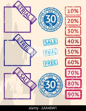 Set of sale stamps with percents Stock Vector