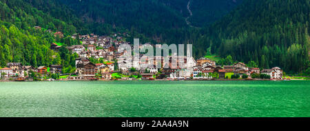 Beautiful Alleghe village and lake,Belluno province,Veneto,Italy. Stock Photo
