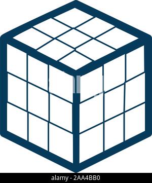 cube rubik child toy line style icon Stock Vector