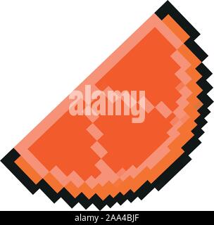 orange half fruit 8 bits pixelated style icon Stock Vector