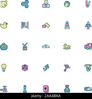 bundle of child toys set icons fill style Stock Vector