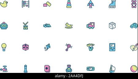 bundle of child toys set icons fill style Stock Vector