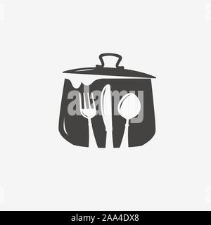 Cooking logo or symbol. Diner, menu icon. Vector illustration Stock Vector